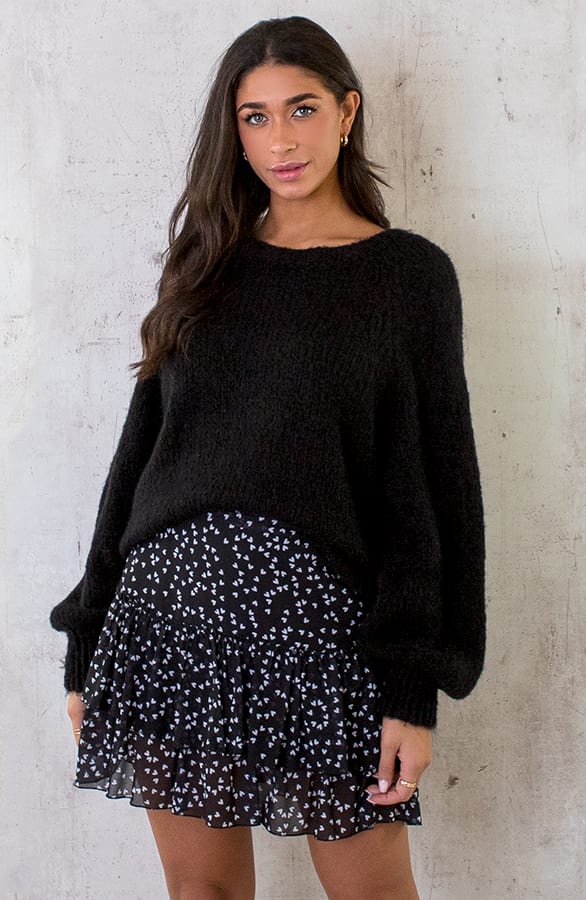 Oversized Gebreide Trui Zwart – shoparchief, foto 1