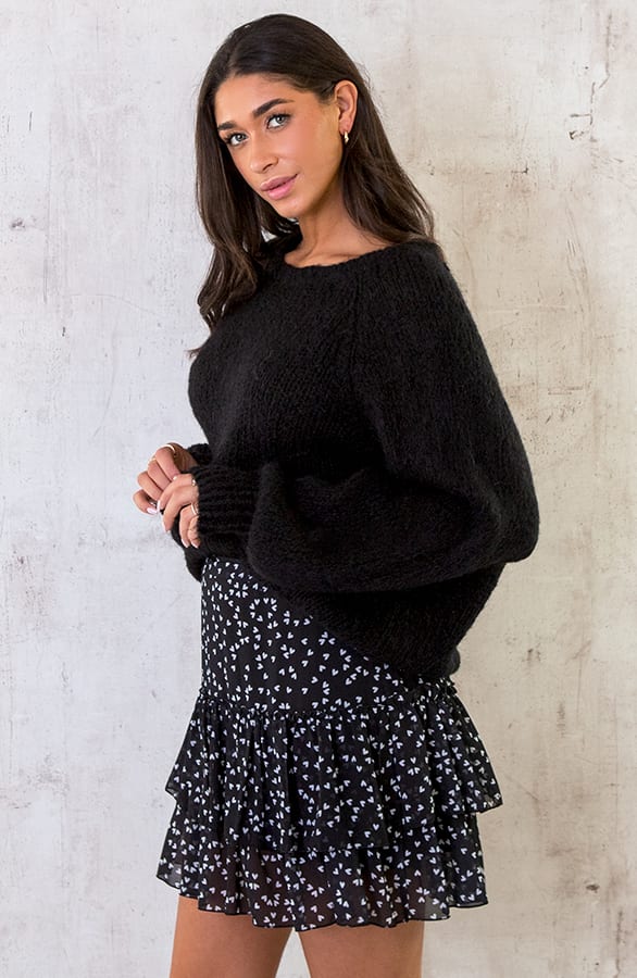 Oversized Gebreide Trui Zwart – shoparchief, foto 4