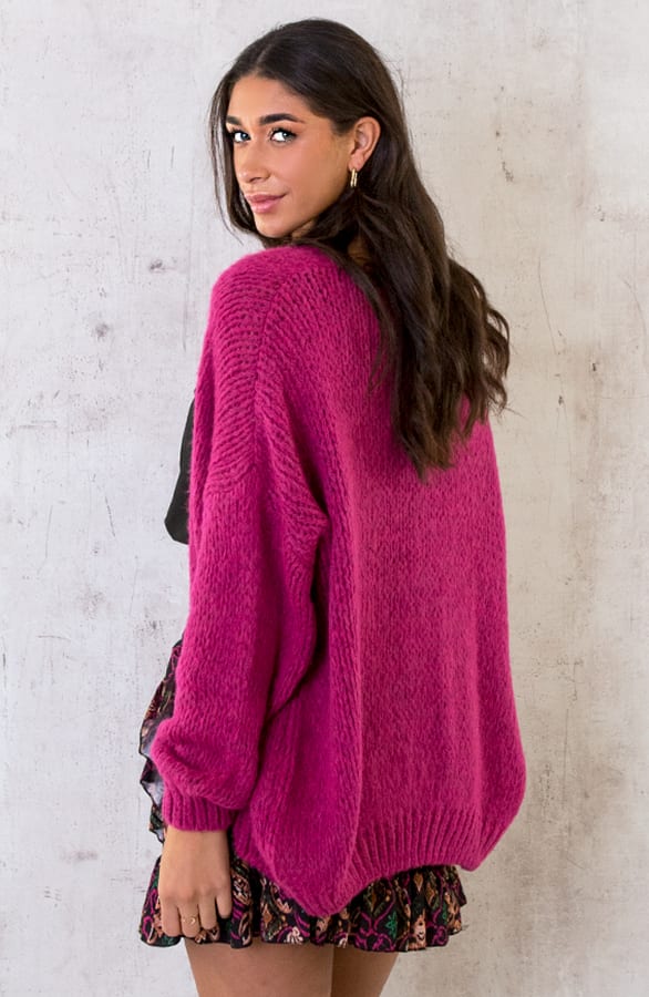 Oversized Knitted Vest Magenta – shoparchief, foto 5