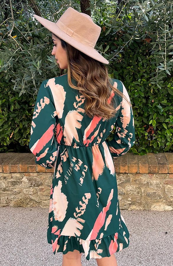 Overslag Print Jurk Zwart Smaragd – shoparchief, foto 6