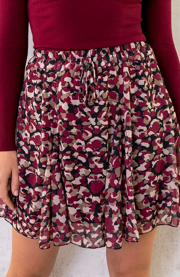Plooien Rok Stippenprint Bordeaux – shoparchief, foto 1