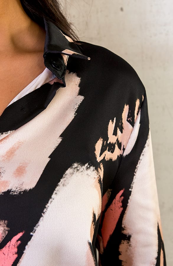 Print Blouse Zwart Beige – shoparchief, foto 5