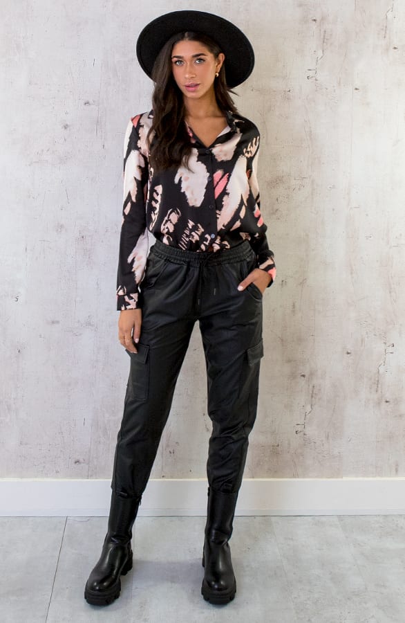 Print Blouse Zwart Beige – shoparchief, foto 7