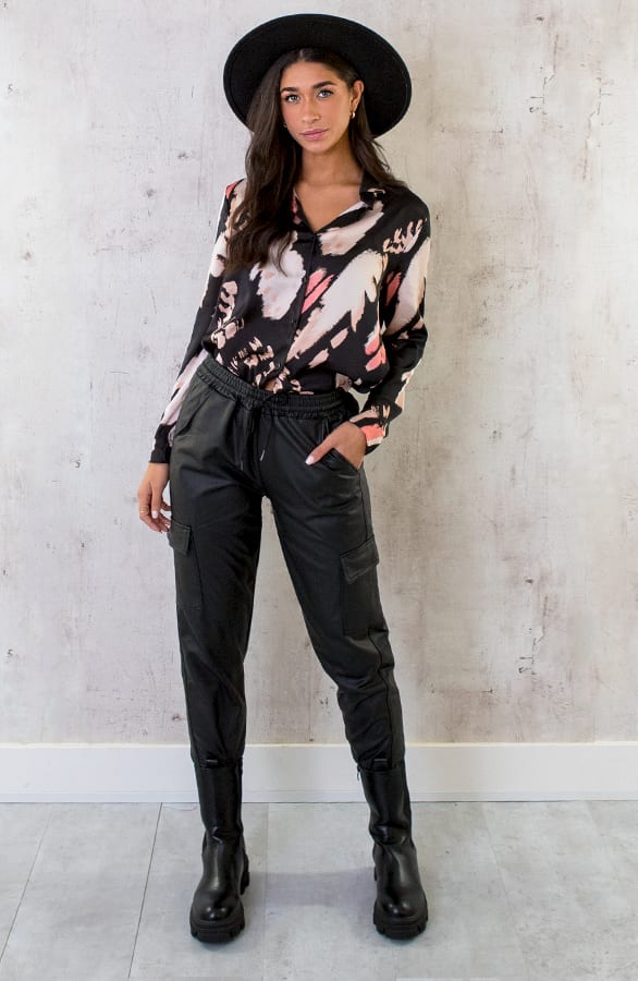 Print Blouse Zwart Beige – shoparchief, foto 6