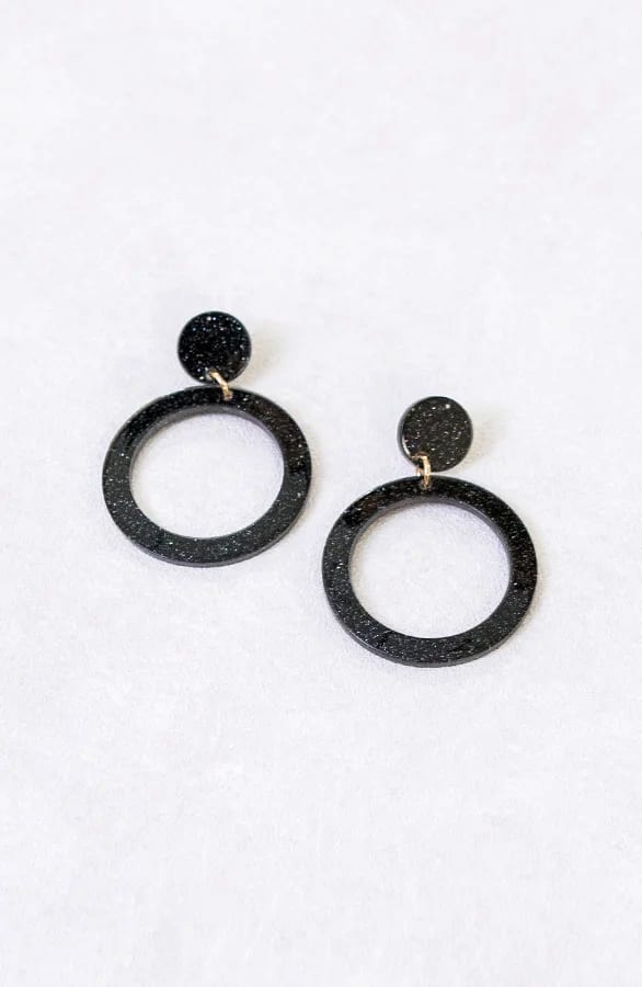 Statement Oorbel Zwart Glitter – shoparchief, foto 1