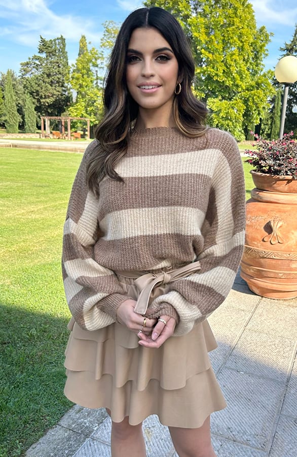 Strepen Trui Gebreid Beige Taupe – shoparchief, foto 9