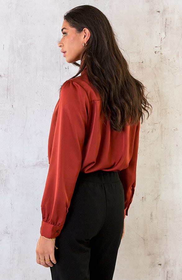 Strik Blouse Satijn Terracotta – shoparchief, foto 5