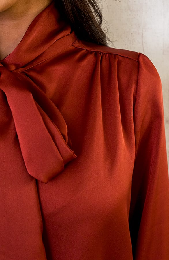 Strik Blouse Satijn Terracotta – shoparchief, foto 6