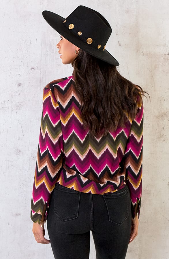 V-hals Blouse Aztec Magenta – shoparchief, foto 5