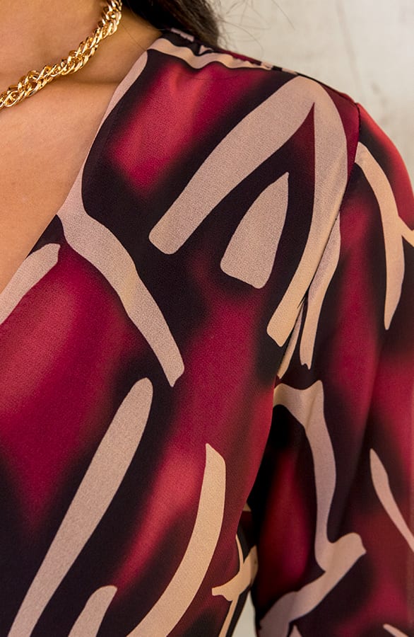 V-hals Jurk Paris Bordeaux – shoparchief, foto 7