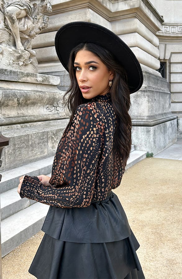 Col Blouse Dots Print Choco – blouses, foto 8