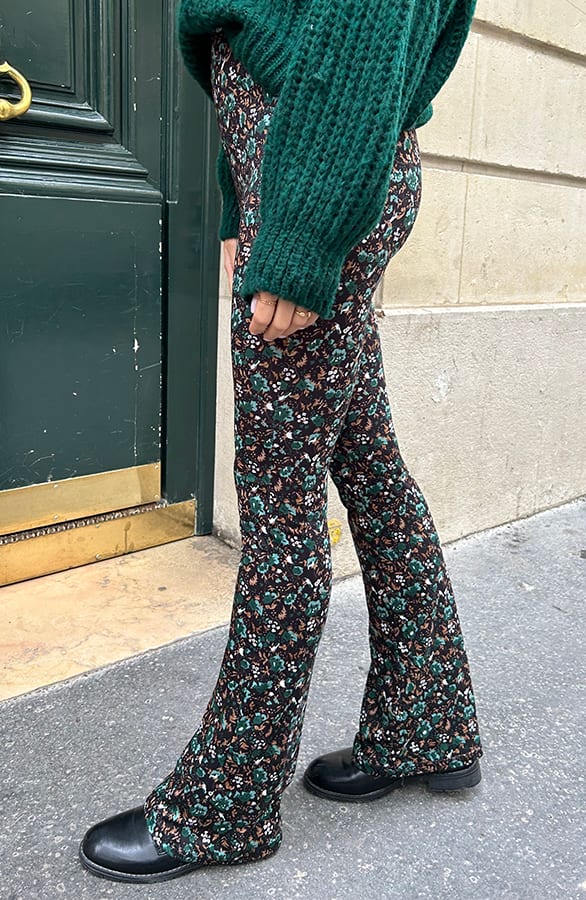 Flared Broek Wild Flower Smaragd – flared broeken, foto 7