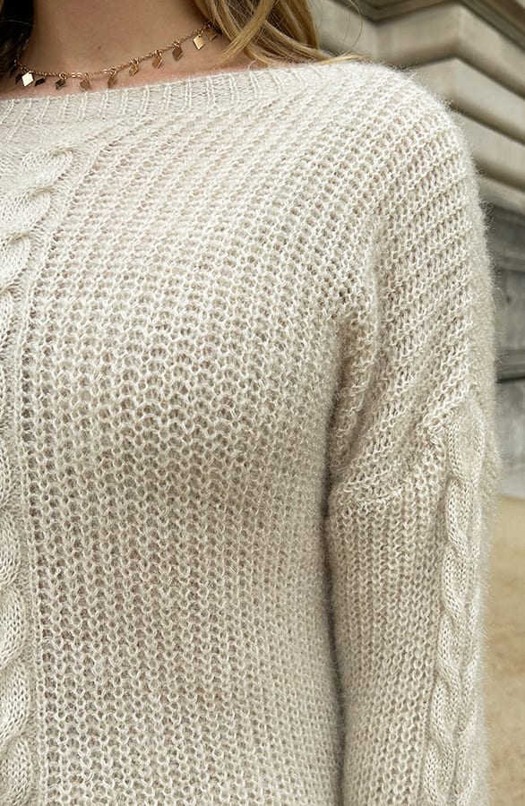 Soft Trui Kabelpatroon Beige – shoparchief, foto 6