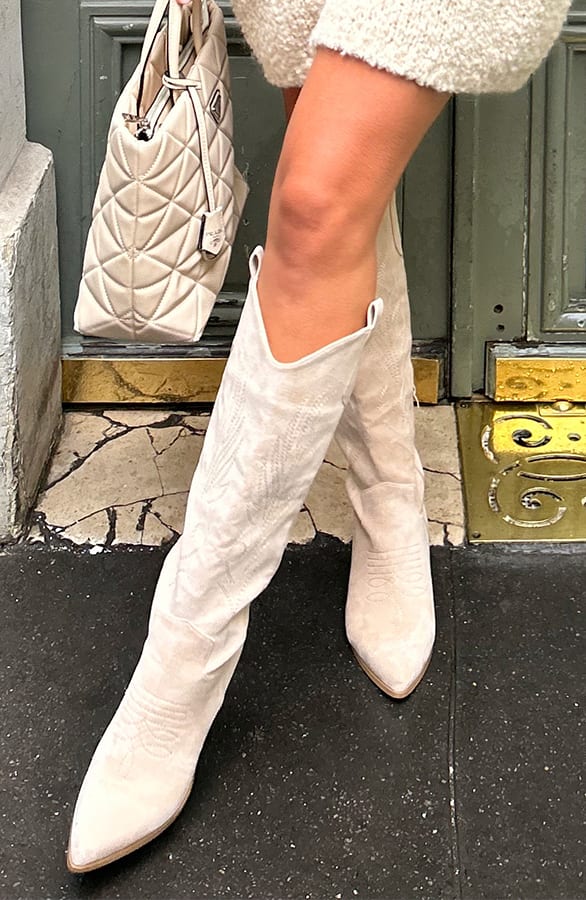 Suede High Boots Beige – shoparchief, foto 1