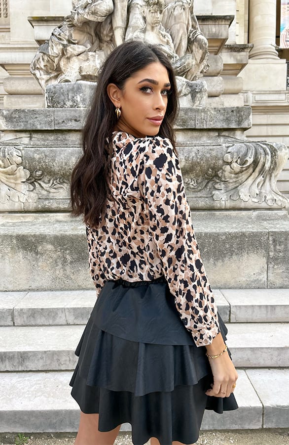 Knopen Blouse Dots Print Beige – shoparchief, foto 8