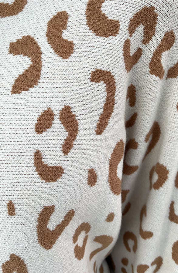 Leopard Oversized Trui Ecru Camel – shoparchief, foto 4