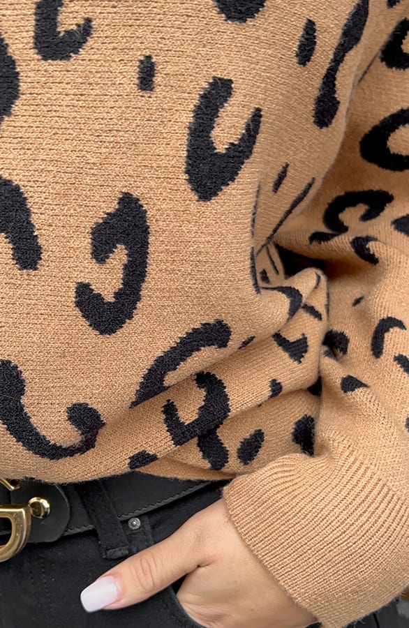 Leopard Oversized Trui Zwart Camel – shoparchief, foto 5
