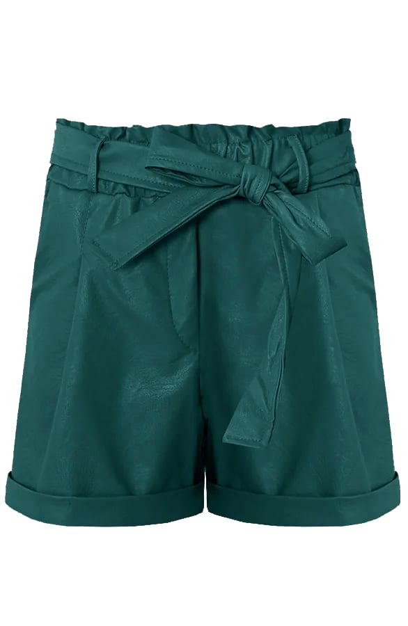 Leren Shorts Met Strik Smaragd – shoparchief, foto 1