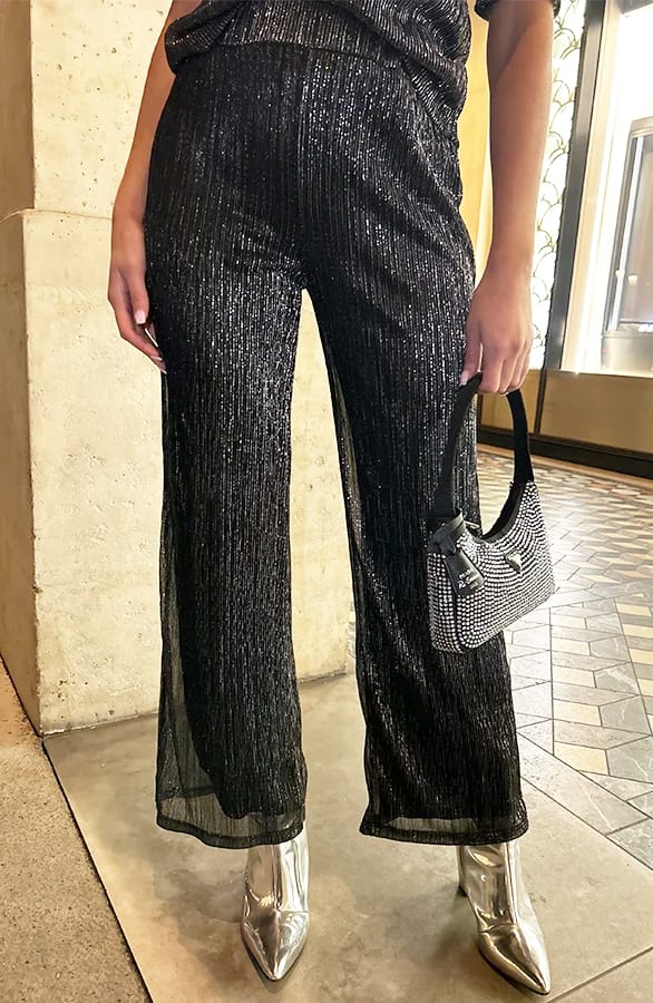 Lurex Flared Pants Silver – shoparchief, foto 1