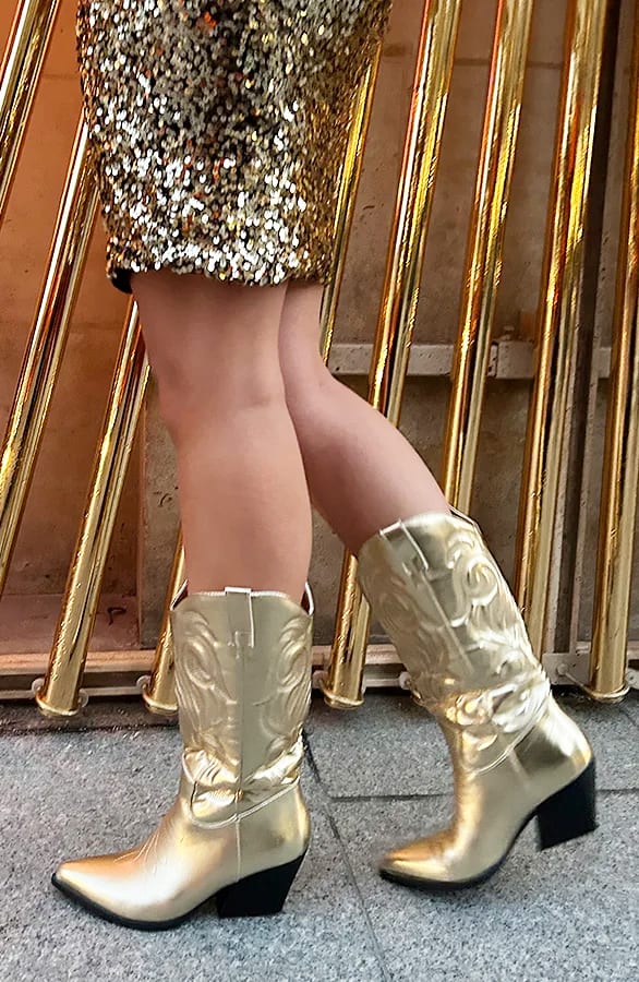 Metallic Cowboy Laarzen Gold – shoparchief, foto 2