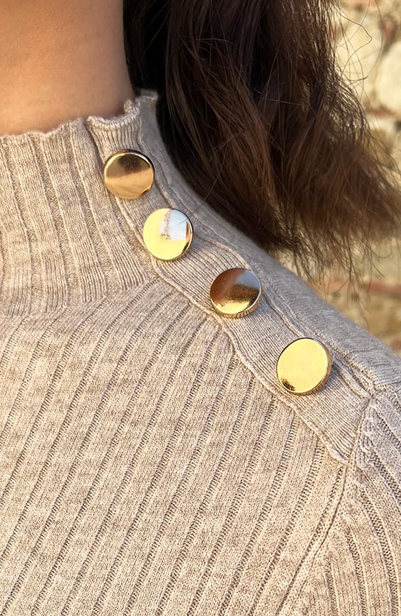 Midi Knopen Col Jurk Beige – shoparchief, foto 13