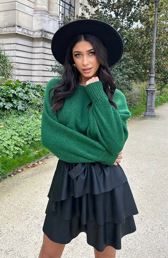 Oversized Gebreide Trui Bright Green – shoparchief, foto 2