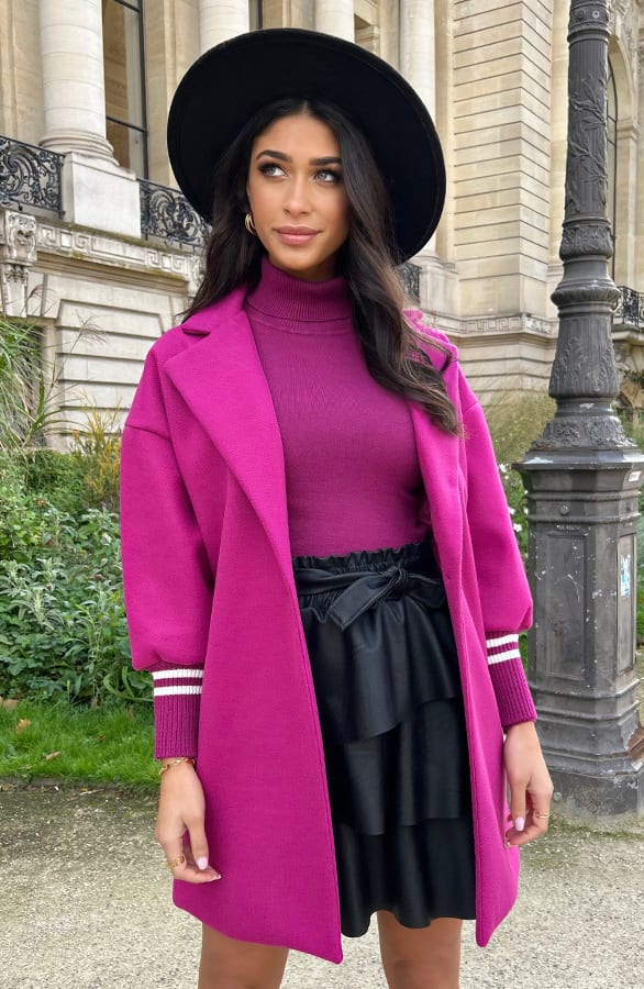 Oversized Stripe Coat Magenta – shoparchief, foto 2