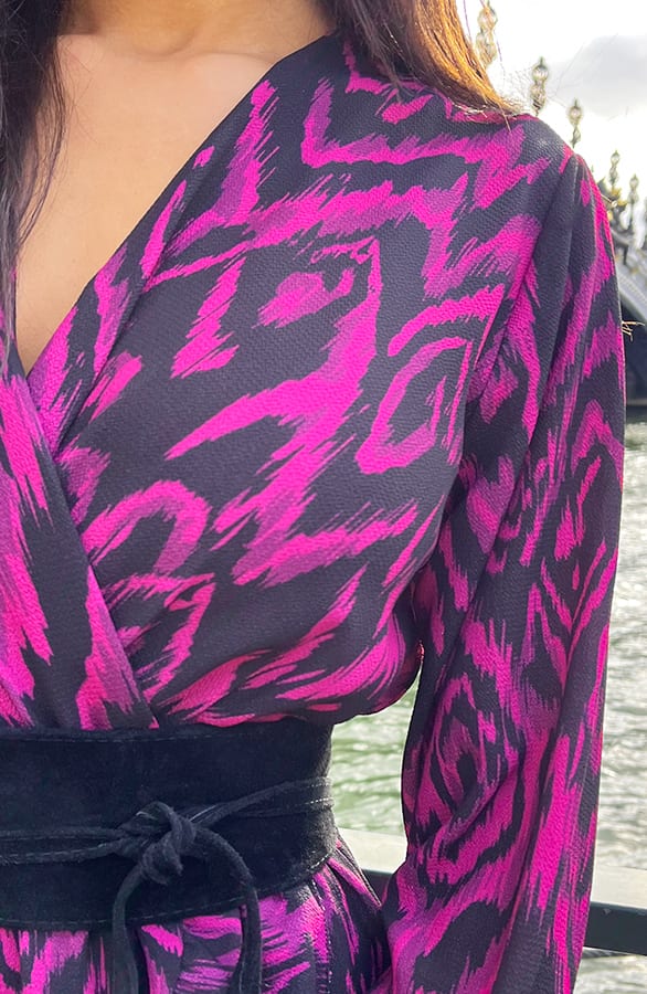 Overslag Print Jurk Magenta – shoparchief, foto 5