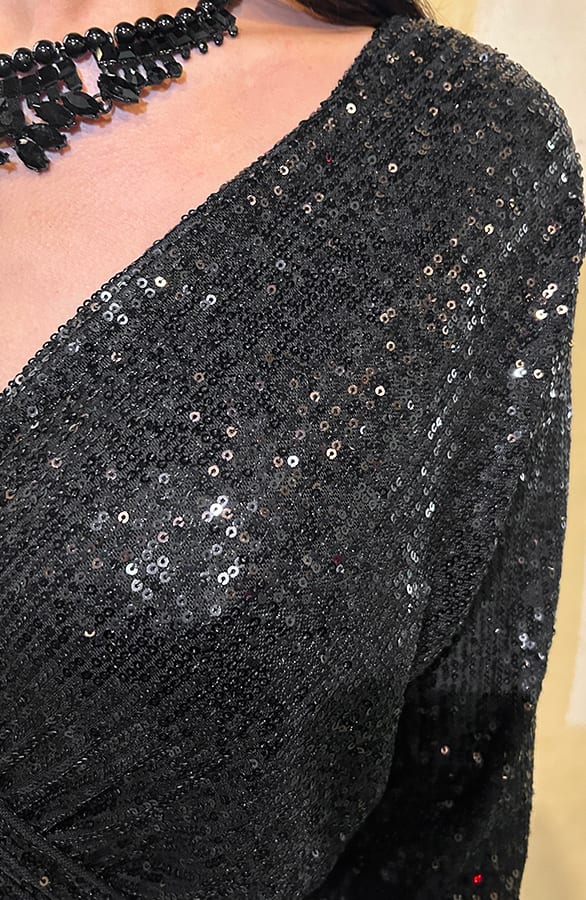 Pailletten Jurk Smocked Zwart – shoparchief, foto 8