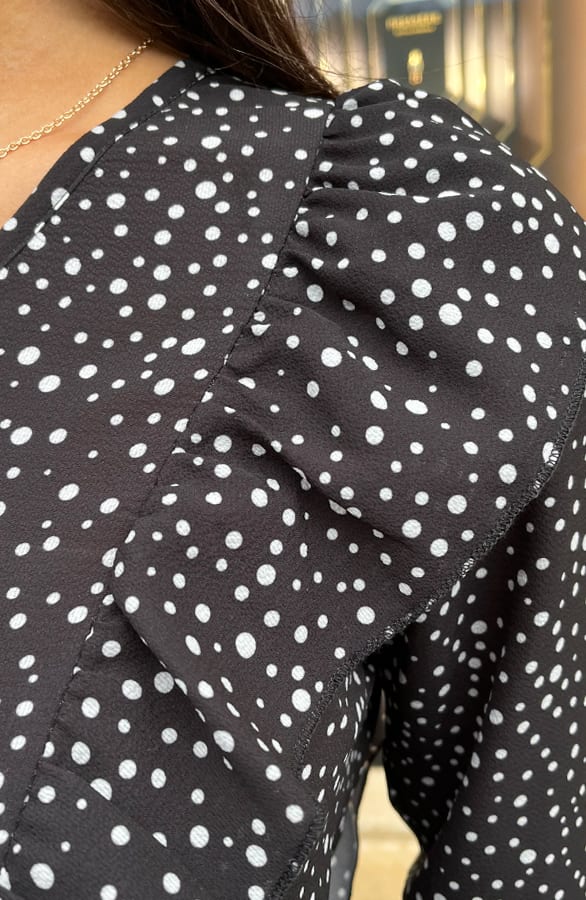 Polkadot Ruffle Blouse Zwart – shoparchief, foto 4