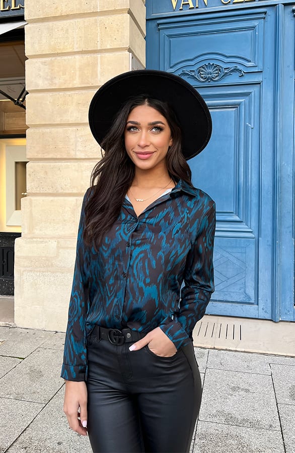 Print Blouse Petrol – shoparchief, foto 2