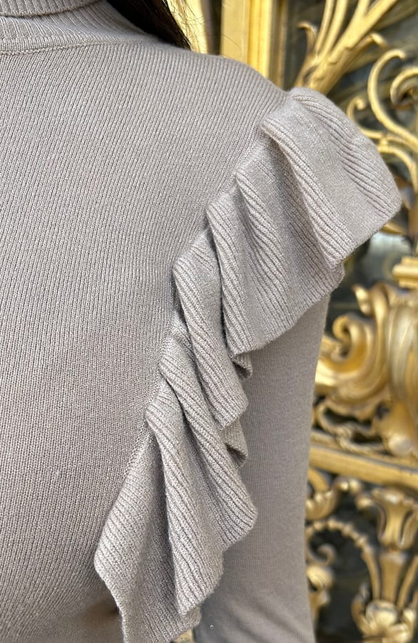 Ruffle Col Top Beige – shoparchief, foto 8