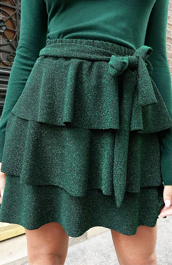 Ruffle Lurex Rok Smaragd – shoparchief, foto 1