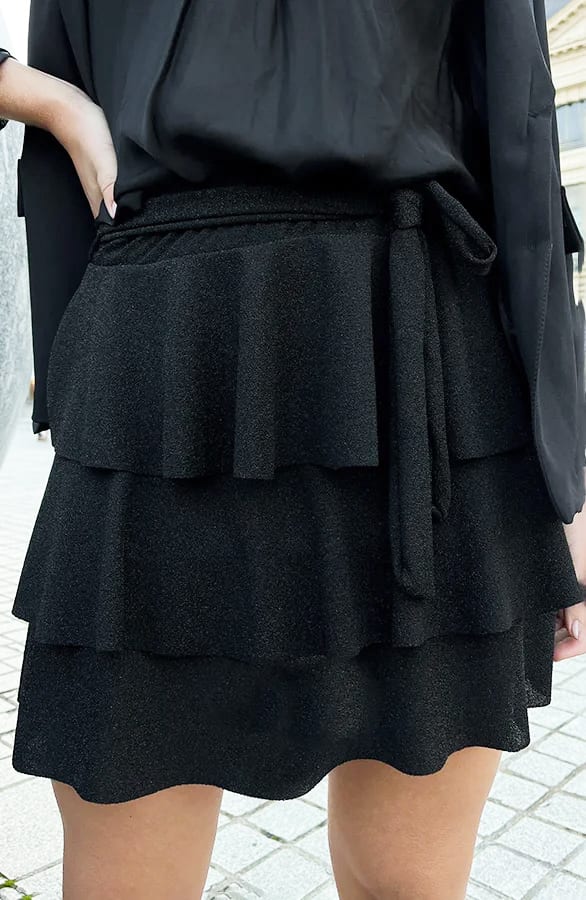 Ruffle Lurex Rok Zwart – shoparchief, foto 7