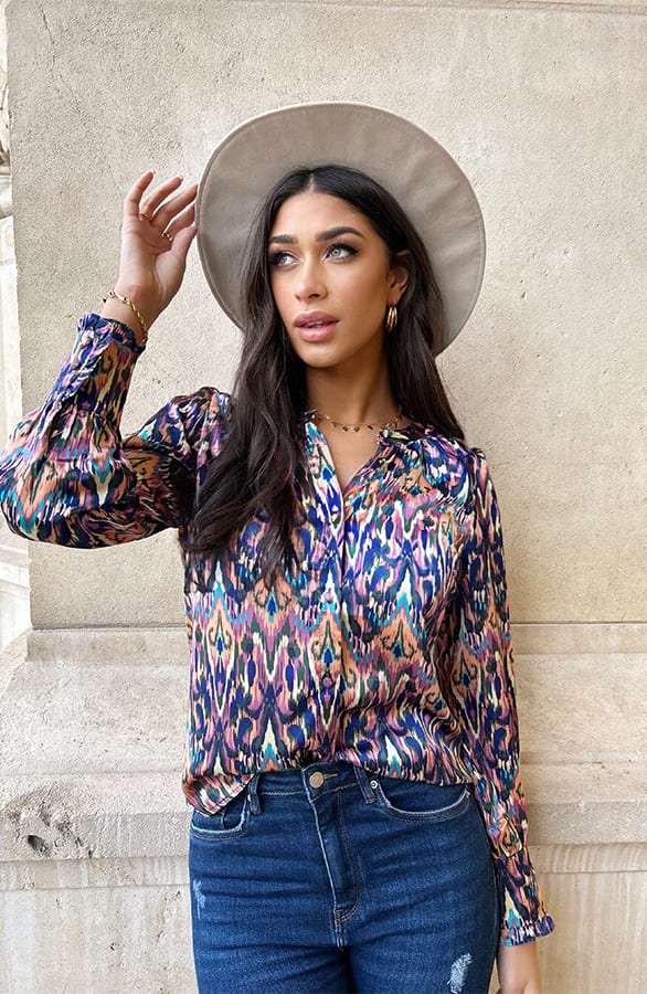 Satijnen Knopen Blouse Print – shoparchief, foto 4