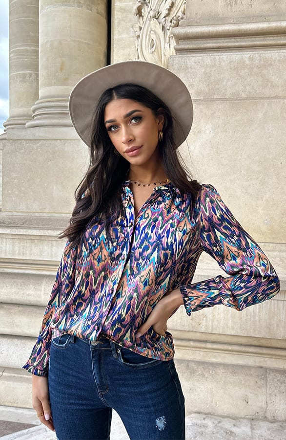 Satijnen Knopen Blouse Print – shoparchief, foto 2