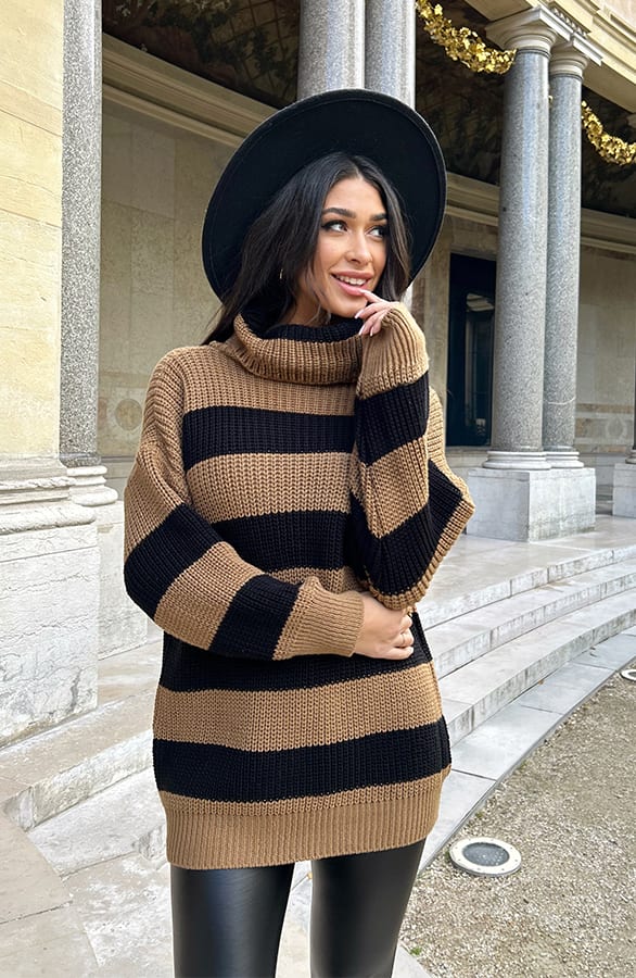 Strepen Col Tuniek Camel – shoparchief, foto 3