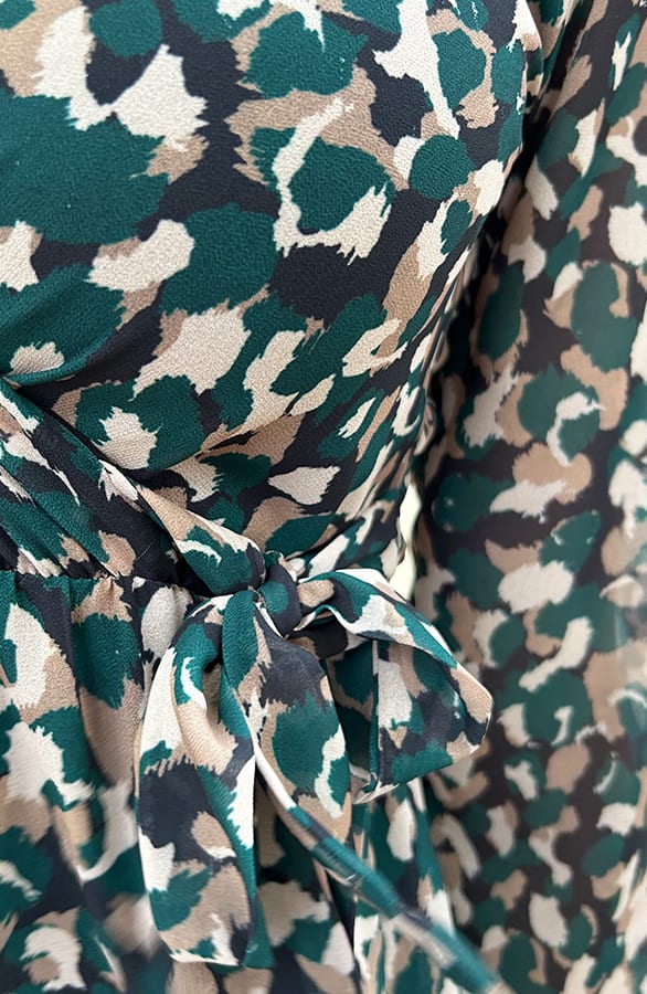 V-hals Strik Jurk Dots Smaragd – shoparchief, foto 6