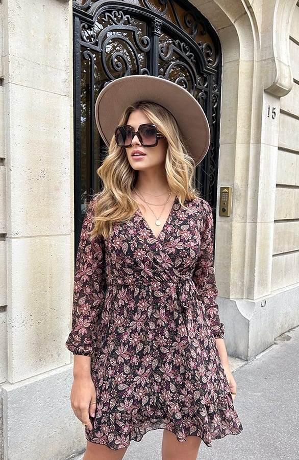 V-hals Strik Jurk Flower Multi – shoparchief, foto 6
