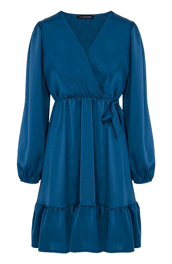 Flawless Ruffle Jurk Petrol – shoparchief, foto 1