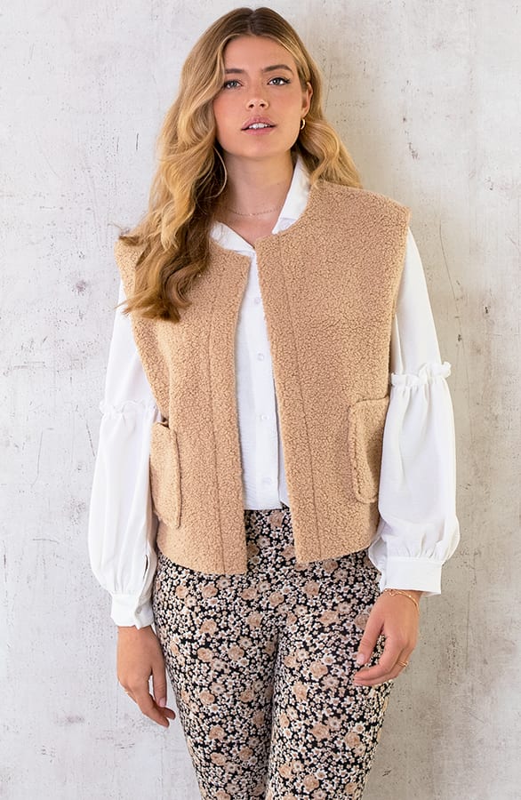 Gilet Pocket Teddy Beige – shoparchief, foto 1