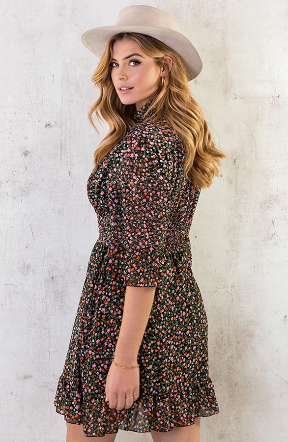Flower Print Kleid Schwarz, Shoparchiv, Foto 4