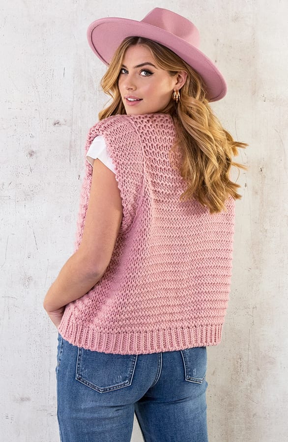 Gebreid Gilet Dust Roze – shoparchief, foto 10