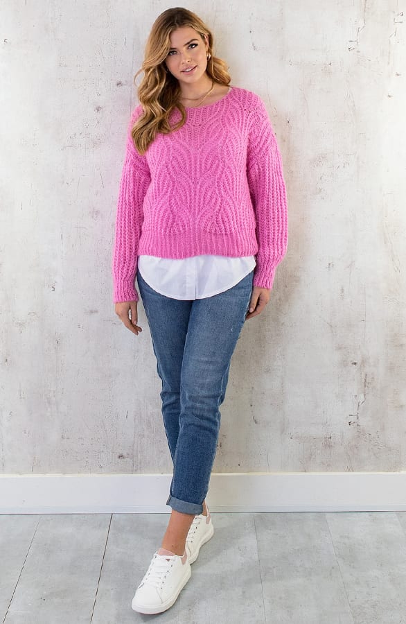 Gebreide Boothals Trui Roze – shoparchief, foto 7