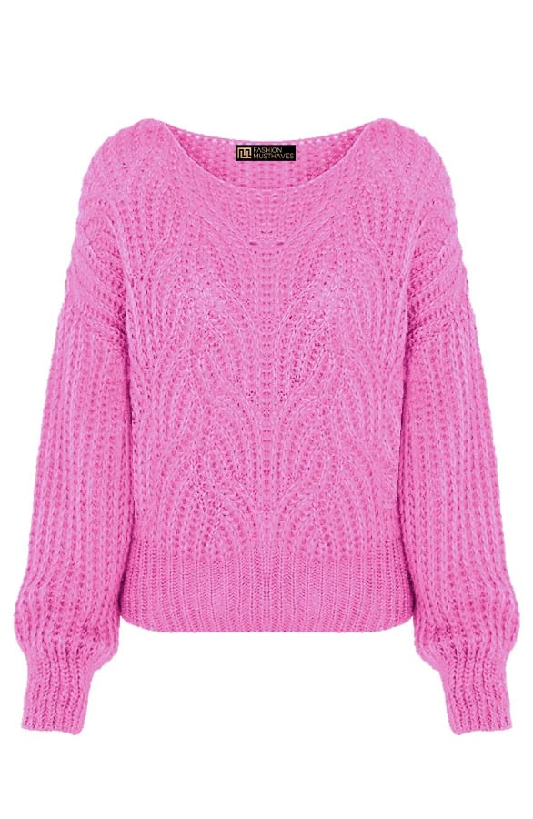 Gebreide Boothals Trui Roze – shoparchief, foto 1