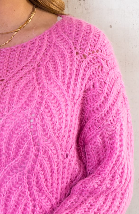 Gebreide Boothals Trui Roze – shoparchief, foto 6