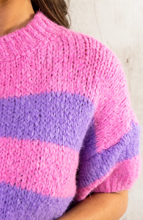 Gebreide Top Gestreept Paars Roze – shoparchief, foto 7