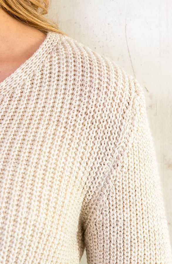 Gebreide V-hals Trui Beige – shoparchief, foto 6