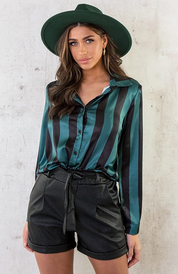 Gestreepte Schoudervulling Blouse Smaragd – shoparchief, foto 2