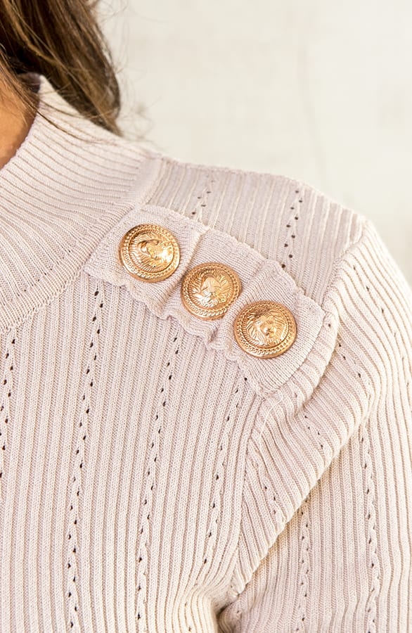 Gouden Knopen Top Beige – shoparchief, foto 4